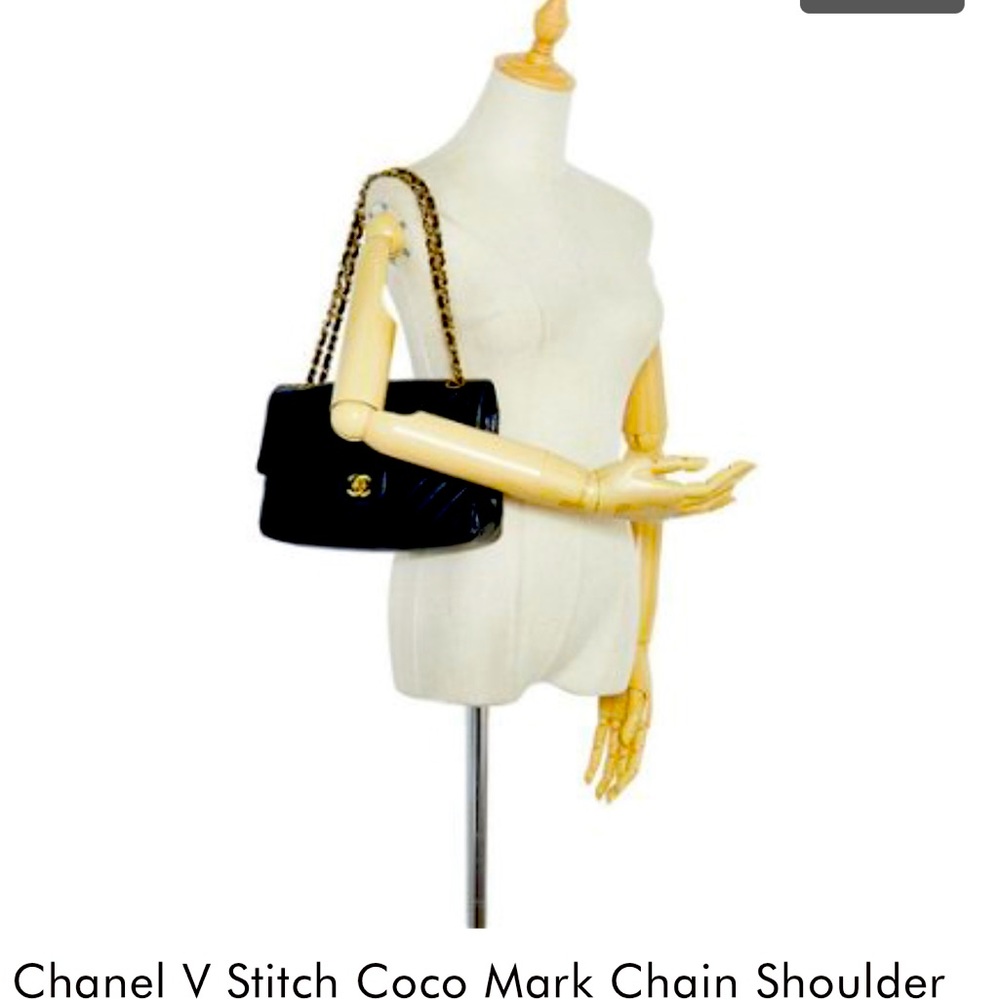 Chanel V Stitch Coco Mark Chain Shoulder 3аа Black Leather Ladies CHANEL